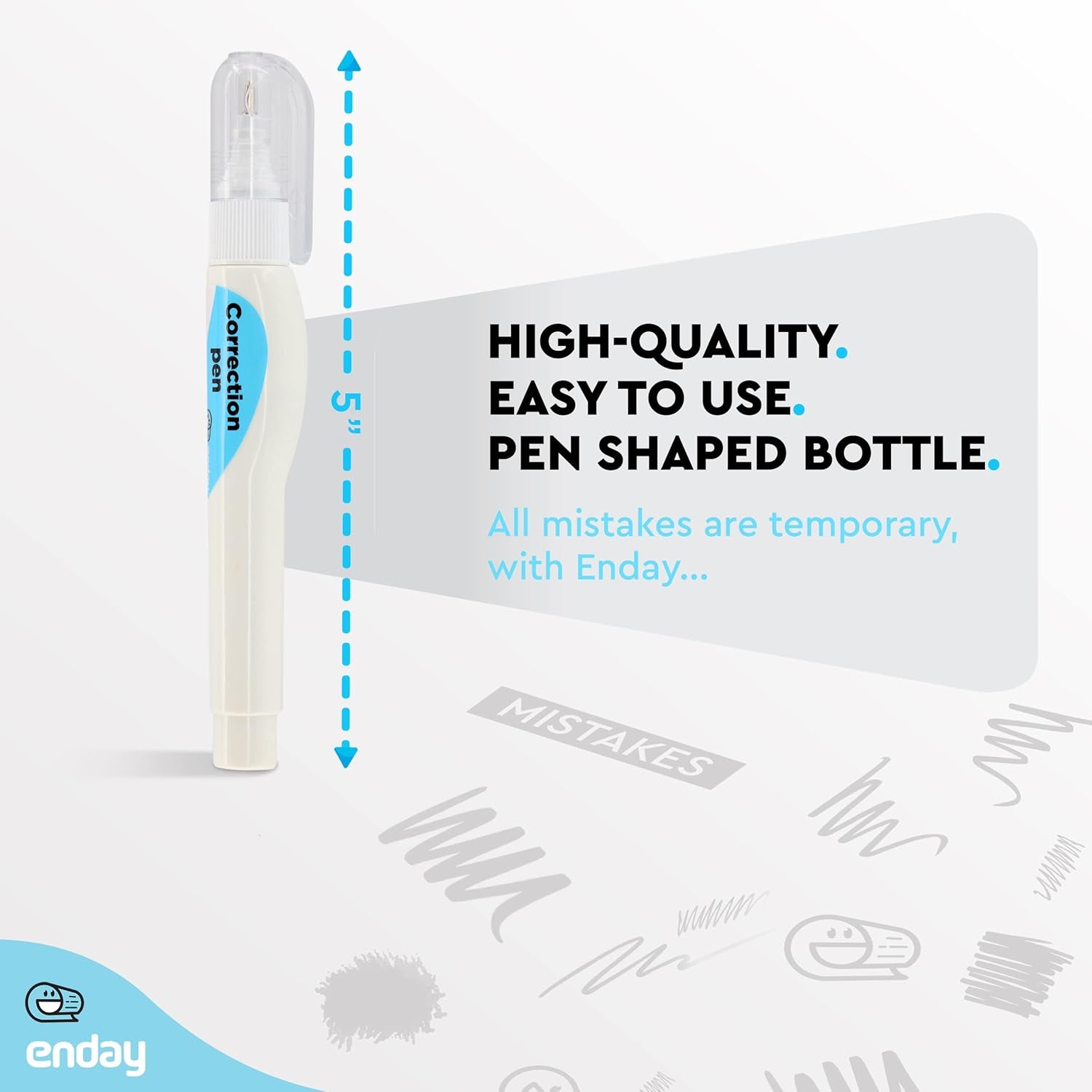 Correction Pen (4 Pack) White Out Pen - 0.2 Fl Oz (7 Ml) Metal Tip Whiteout Pen, White Out Pens by Enday
