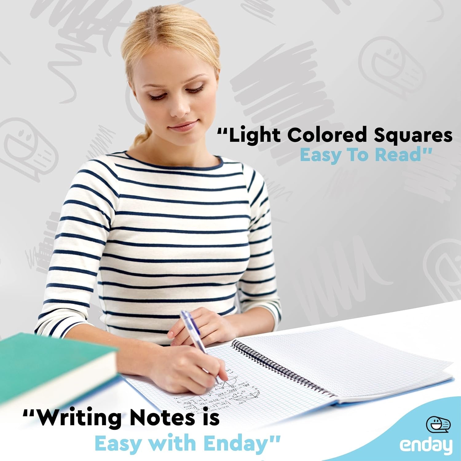 Quad Ruled Notebook Spiral with White Paper - Set Includes: Blue, Black, Yellow, & Green Covers (12 Pack)