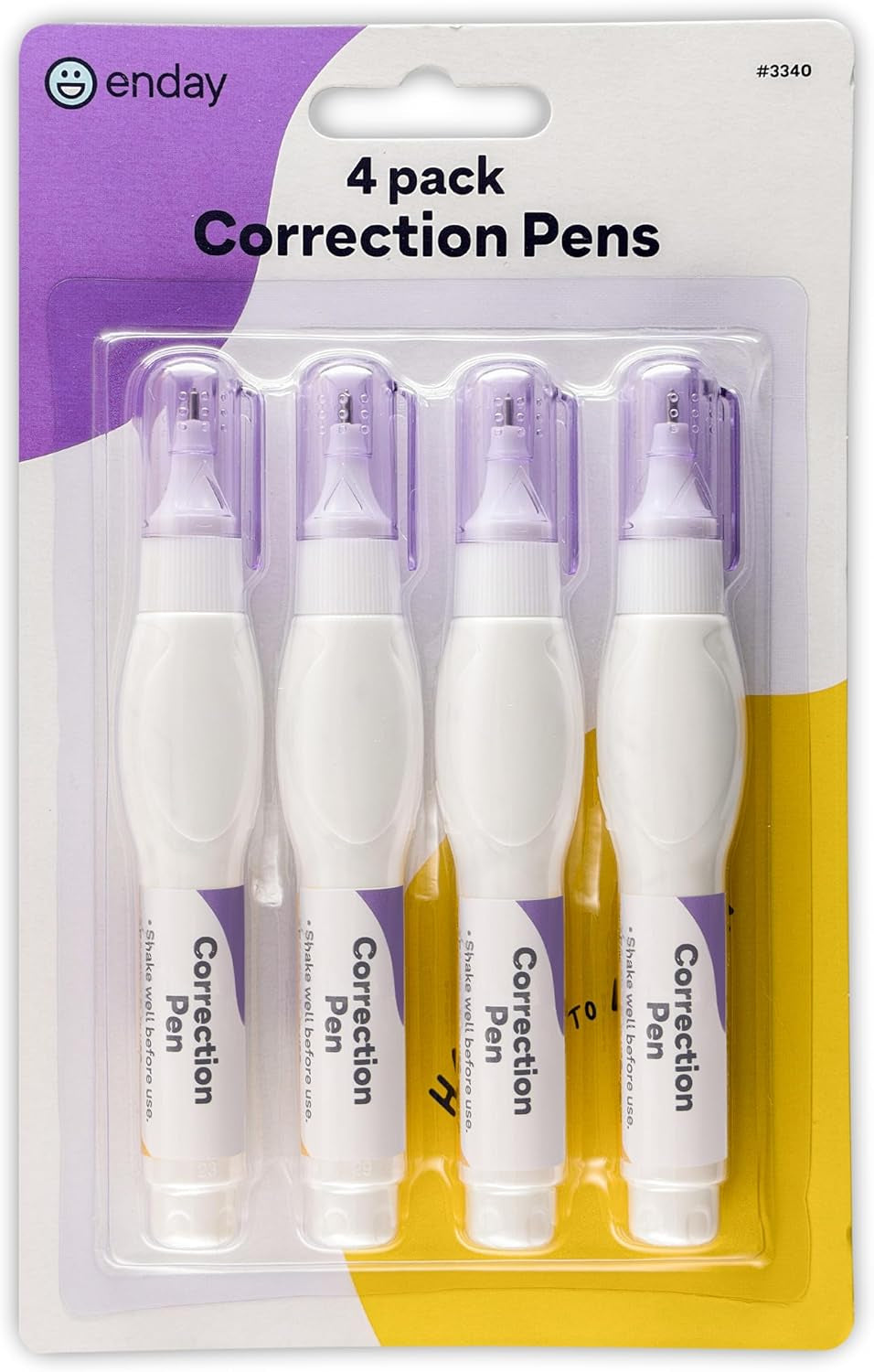 Correction Pen (4 Pack) White Out Pen - 0.2 Fl Oz (7 Ml) Metal Tip Whiteout Pen, White Out Pens by Enday