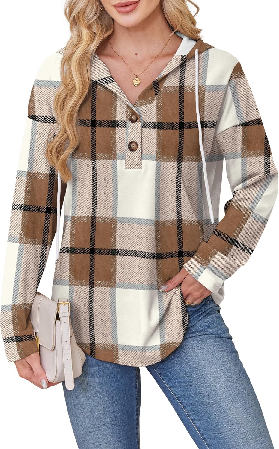 Womens Tops V Neck Button Sweatshirt for Women Pullover Long Sleeve Shirts Fall Outfits 2025 Loose Fit S-3XL