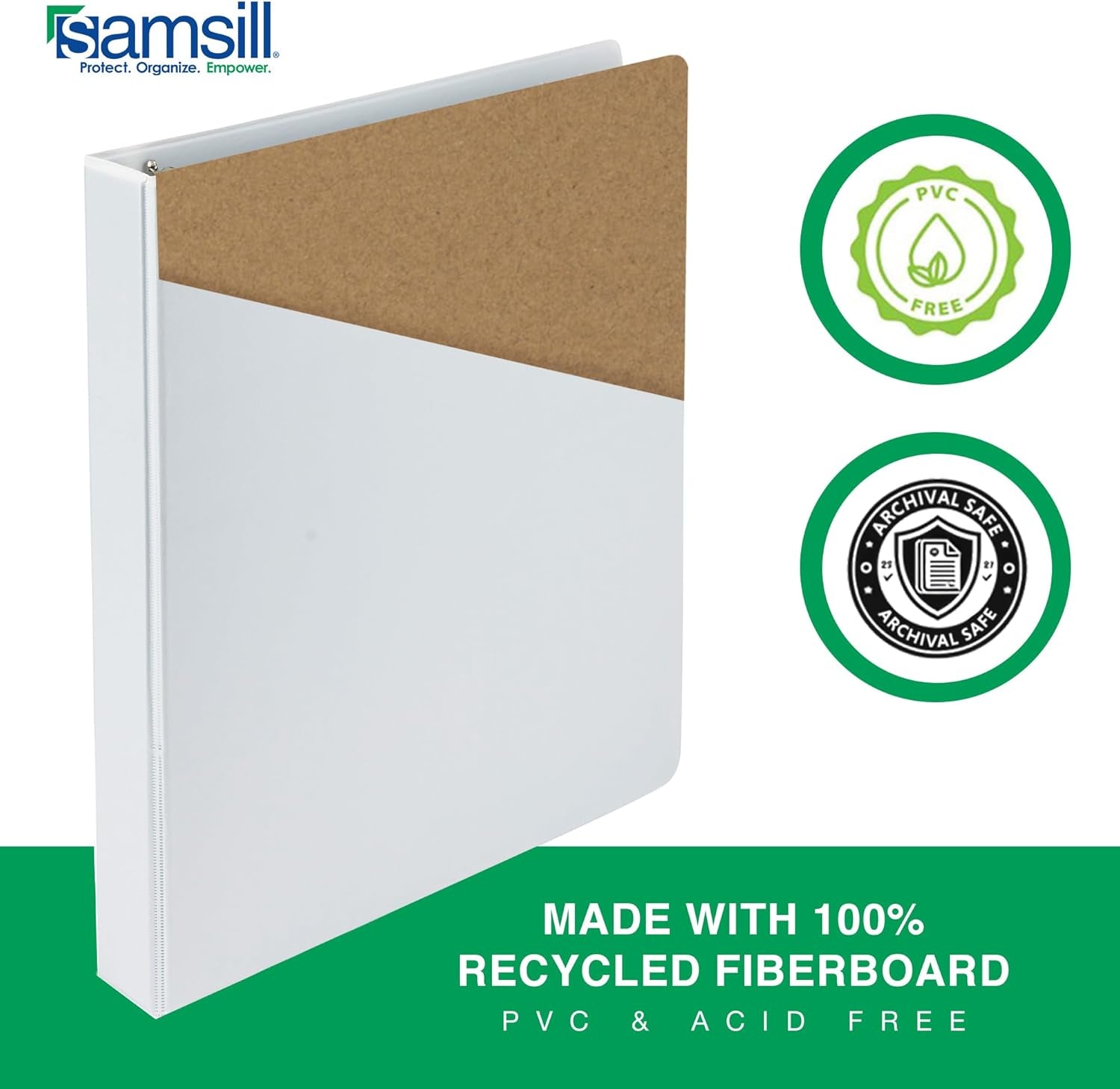 3 Inch 3 Ring Binders, Made in USA, Economy round Ring, Clear View Cover, 550 Sheet Capacity - for School, Home, Office - White, 4 Pack